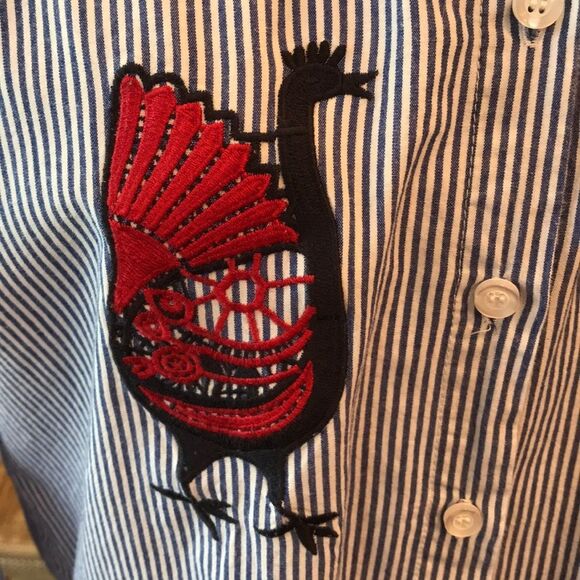 Aztec Southwestern Striped Button Down Shirt Sun Birds Sz S - Picture 5 of 10